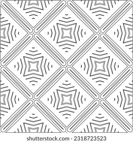 Vector pattern with symmetrical elements . Modern stylish abstract texture. Repeating geometric tiles from striped elements. Black and white pattern.