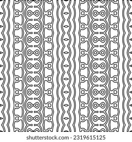 Vector pattern with symmetrical elements . Modern stylish abstract texture. Repeating geometric tiles from striped elements. Black and white pattern.