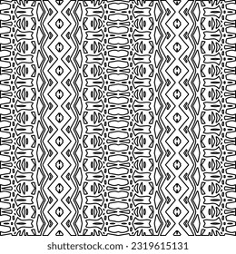 Vector pattern with symmetrical elements . Modern stylish abstract texture. Repeating geometric tiles from striped elements. Black and white pattern.