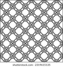 Vector pattern with symmetrical elements . Modern stylish abstract texture. Repeating geometric tiles from striped elements. Black and white pattern.