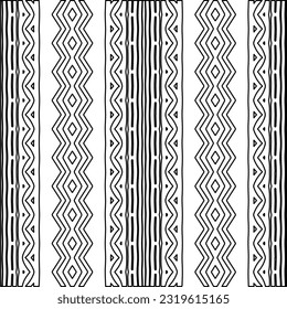 Vector pattern with symmetrical elements . Modern stylish abstract texture. Repeating geometric tiles from striped elements. Black and white pattern.