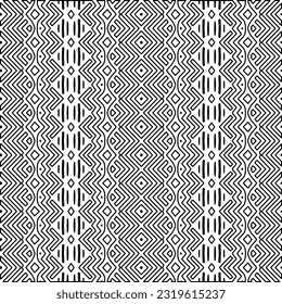Vector pattern with symmetrical elements . Modern stylish abstract texture. Repeating geometric tiles from striped elements. Black and white pattern.