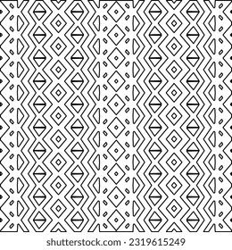 Vector pattern with symmetrical elements . Modern stylish abstract texture. Repeating geometric tiles from striped elements. Black and white pattern.