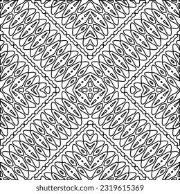 Vector pattern with symmetrical elements . Modern stylish abstract texture. Repeating geometric tiles from striped elements. Black and white pattern.