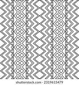Vector pattern with symmetrical elements . Modern stylish abstract texture. Repeating geometric tiles from striped elements. Black and white pattern.