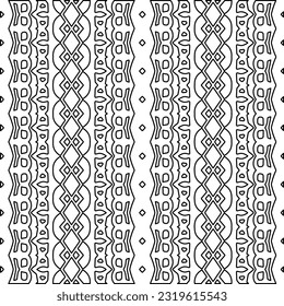 Vector pattern with symmetrical elements . Modern stylish abstract texture. Repeating geometric tiles from striped elements. Black and white pattern.