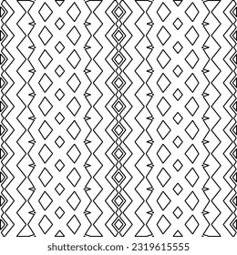 Vector pattern with symmetrical elements . Modern stylish abstract texture. Repeating geometric tiles from striped elements. Black and white pattern.
