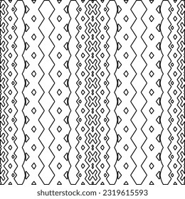 Vector pattern with symmetrical elements . Modern stylish abstract texture. Repeating geometric tiles from striped elements. Black and white pattern.