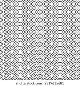 Vector pattern with symmetrical elements . Modern stylish abstract texture. Repeating geometric tiles from striped elements. Black and white pattern.