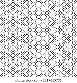 Vector pattern with symmetrical elements . Modern stylish abstract texture. Repeating geometric tiles from striped elements. Black and white pattern.