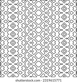 Vector pattern with symmetrical elements . Modern stylish abstract texture. Repeating geometric tiles from striped elements. Black and white pattern.