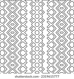 Vector pattern with symmetrical elements . Modern stylish abstract texture. Repeating geometric tiles from striped elements. Black and white pattern.
