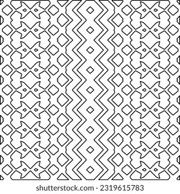 Vector pattern with symmetrical elements . Modern stylish abstract texture. Repeating geometric tiles from striped elements. Black and white pattern.