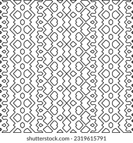 Vector pattern with symmetrical elements . Modern stylish abstract texture. Repeating geometric tiles from striped elements. Black and white pattern.