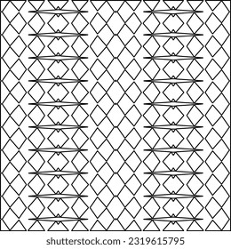 Vector pattern with symmetrical elements . Modern stylish abstract texture. Repeating geometric tiles from striped elements. Black and white pattern.