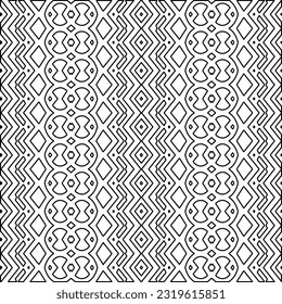 Vector pattern with symmetrical elements . Modern stylish abstract texture. Repeating geometric tiles from striped elements. Black and white pattern.