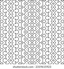 Vector pattern with symmetrical elements . Modern stylish abstract texture. Repeating geometric tiles from striped elements. Black and white pattern.