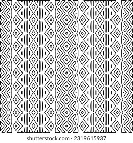 Vector pattern with symmetrical elements . Modern stylish abstract texture. Repeating geometric tiles from striped elements. Black and white pattern.