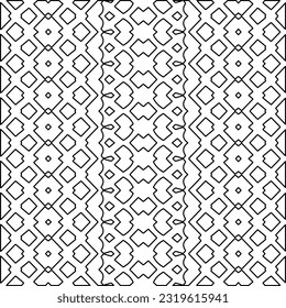Vector pattern with symmetrical elements . Modern stylish abstract texture. Repeating geometric tiles from striped elements. Black and white pattern.