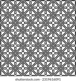 Vector pattern with symmetrical elements . Modern stylish abstract texture. Repeating geometric tiles from striped elements. Black and white pattern.