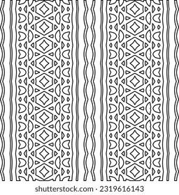 Vector pattern with symmetrical elements . Modern stylish abstract texture. Repeating geometric tiles from striped elements. Black and white pattern.