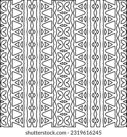Vector pattern with symmetrical elements . Modern stylish abstract texture. Repeating geometric tiles from striped elements. Black and white pattern.
