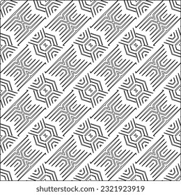 Vector pattern with symmetrical elements . Modern stylish abstract texture. Repeating geometric tiles from striped elements. Black and white pattern.