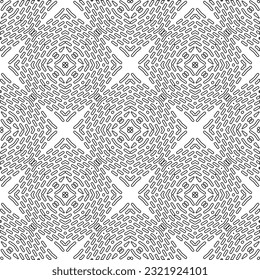 Vector pattern with symmetrical elements . Modern stylish abstract texture. Repeating geometric tiles from striped elements. Black and white pattern.
