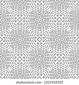 Vector pattern with symmetrical elements . Modern stylish abstract texture. Repeating geometric tiles from striped elements. Black and white pattern.