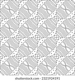 Vector pattern with symmetrical elements . Modern stylish abstract texture. Repeating geometric tiles from striped elements. Black and white pattern.