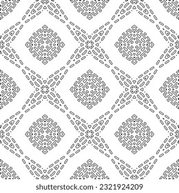 Vector pattern with symmetrical elements . Modern stylish abstract texture. Repeating geometric tiles from striped elements. Black and white pattern.