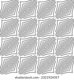 Vector pattern with symmetrical elements . Modern stylish abstract texture. Repeating geometric tiles from striped elements. Black and white pattern.