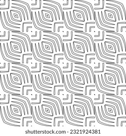 Vector pattern with symmetrical elements . Modern stylish abstract texture. Repeating geometric tiles from striped elements. Black and white pattern.
