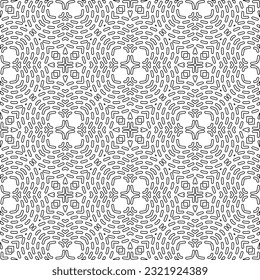 Vector pattern with symmetrical elements . Modern stylish abstract texture. Repeating geometric tiles from striped elements. Black and white pattern.