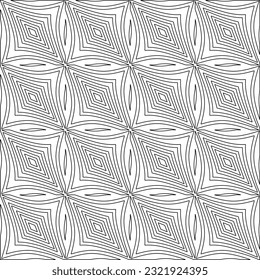 Vector pattern with symmetrical elements . Modern stylish abstract texture. Repeating geometric tiles from striped elements. Black and white pattern.