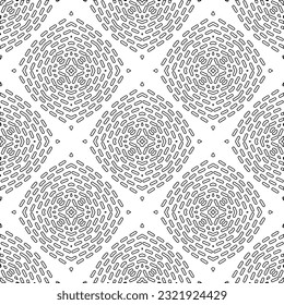 Vector pattern with symmetrical elements . Modern stylish abstract texture. Repeating geometric tiles from striped elements. Black and white pattern.