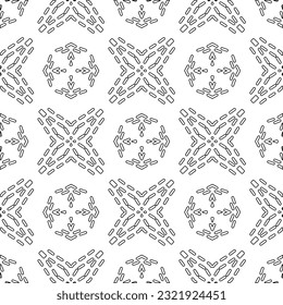 Vector pattern with symmetrical elements . Modern stylish abstract texture. Repeating geometric tiles from striped elements. Black and white pattern.