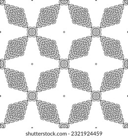 Vector pattern with symmetrical elements . Modern stylish abstract texture. Repeating geometric tiles from striped elements. Black and white pattern.