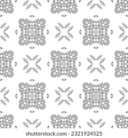 Vector pattern with symmetrical elements . Modern stylish abstract texture. Repeating geometric tiles from striped elements. Black and white pattern.