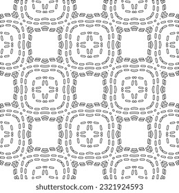 Vector pattern with symmetrical elements . Modern stylish abstract texture. Repeating geometric tiles from striped elements. Black and white pattern.