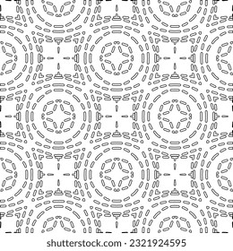Vector pattern with symmetrical elements . Modern stylish abstract texture. Repeating geometric tiles from striped elements. Black and white pattern.