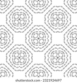 Vector pattern with symmetrical elements . Modern stylish abstract texture. Repeating geometric tiles from striped elements. Black and white pattern.