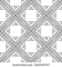 Vector pattern with symmetrical elements . Modern stylish abstract texture. Repeating geometric tiles from striped elements. Black and white pattern.