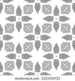 Vector pattern with symmetrical elements . Modern stylish abstract texture. Repeating geometric tiles from striped elements. Black and white pattern.