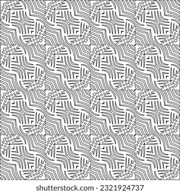 Vector pattern with symmetrical elements . Modern stylish abstract texture. Repeating geometric tiles from striped elements. Black and white pattern.