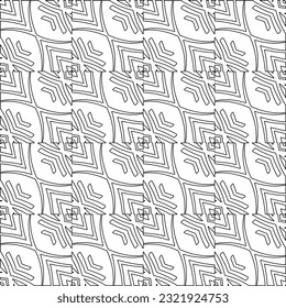 Vector pattern with symmetrical elements . Modern stylish abstract texture. Repeating geometric tiles from striped elements. Black and white pattern.