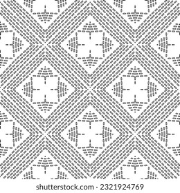 Vector pattern with symmetrical elements . Modern stylish abstract texture. Repeating geometric tiles from striped elements. Black and white pattern.