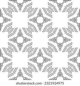 Vector pattern with symmetrical elements . Modern stylish abstract texture. Repeating geometric tiles from striped elements. Black and white pattern.