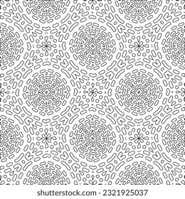 Vector pattern with symmetrical elements . Modern stylish abstract texture. Repeating geometric tiles from striped elements. Black and white pattern.