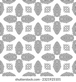 Vector pattern with symmetrical elements . Modern stylish abstract texture. Repeating geometric tiles from striped elements. Black and white pattern.